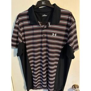 Under Armour Golf Polo Shirt Striped Athletic Training‎ XL